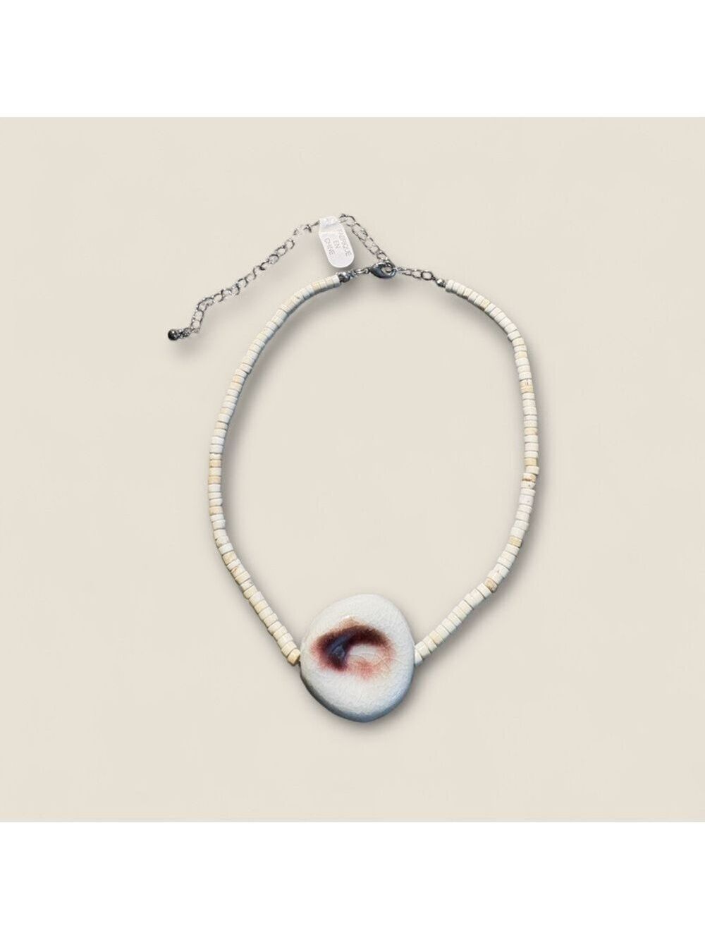 Free People Shell Beaded and Ceramic Glazed Necklace NWOT